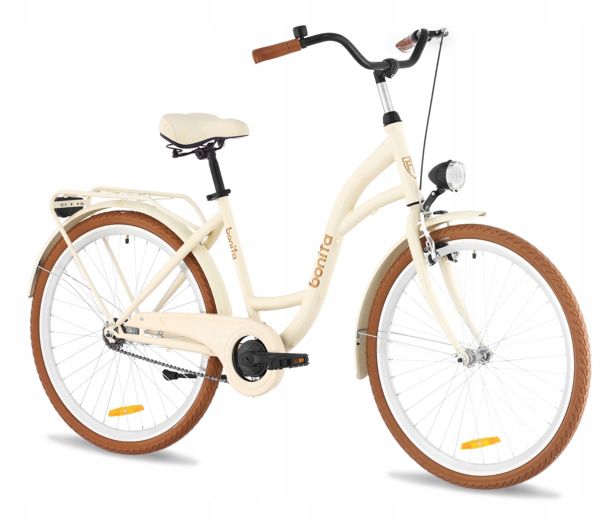 DAMSKI MIEJSKI ROWER 28 LEKKA DAMKA BONITA BEŻOWA VELOSTEEL ECO + GRATISY